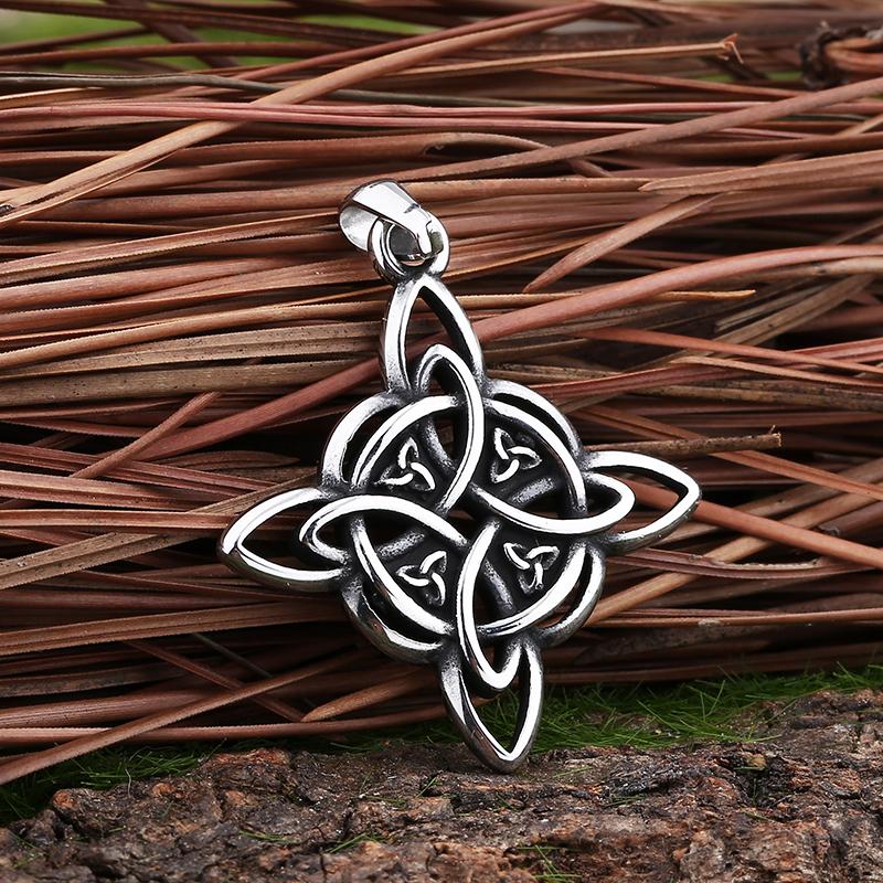 Rune Multi-Style Stainless Steel Amulet Shield Knot&Compass Pendant Necklace Men's and Women's Accessories Party Gift