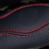38cm Universal Car Steering Wheel Protector Cover Anti-skip PU Leather Black+Red