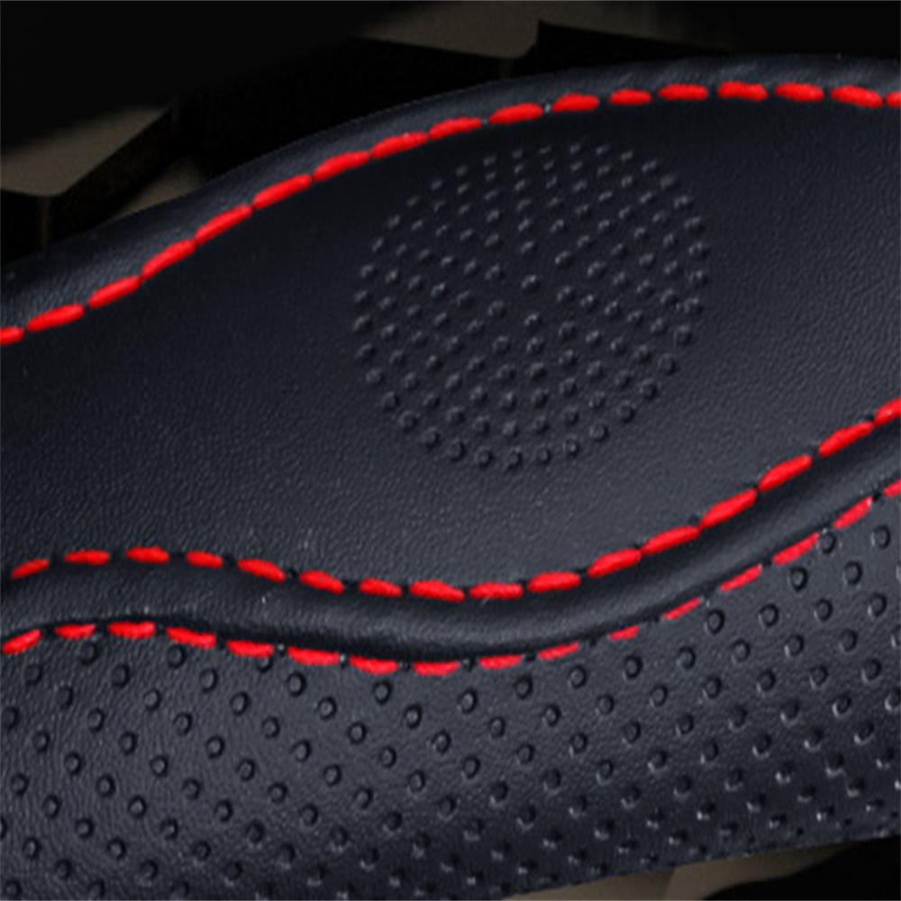 38cm Universal Car Steering Wheel Protector Cover Anti-skip PU Leather Black+Red