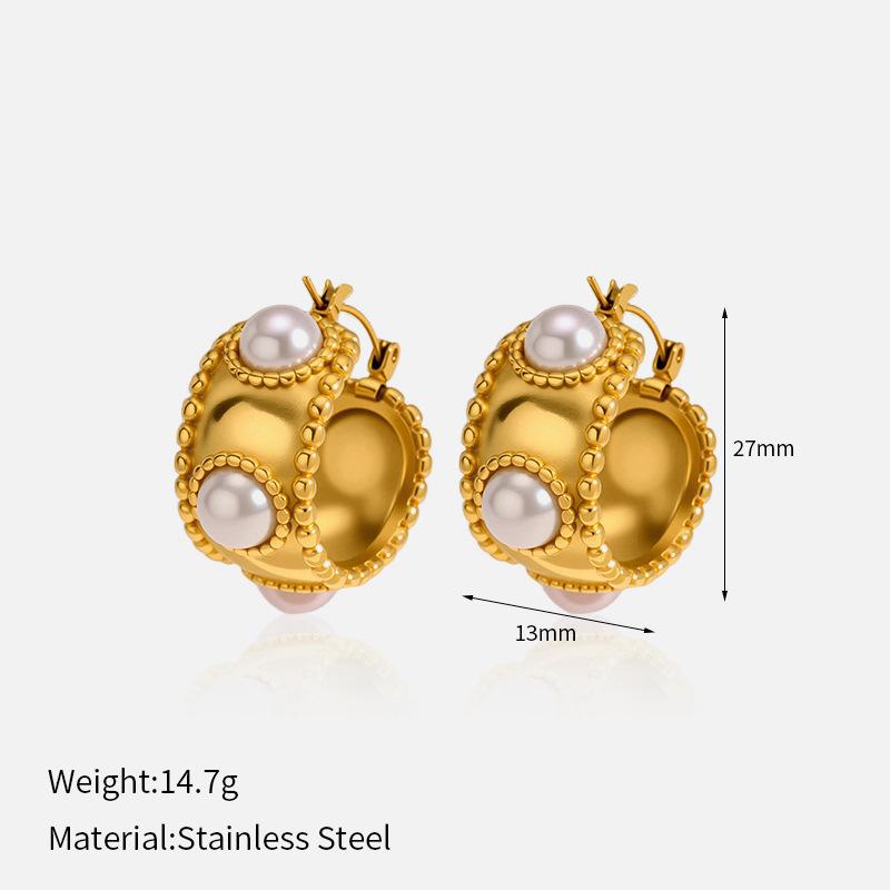 Hot-selling new ins wind titanium steel stud earrings in Europe and America, high-end trend wind stainless steel earrings, electroplated 18K gold jewe