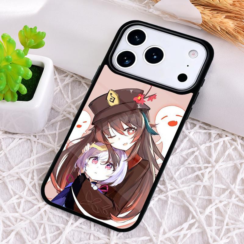 Cartoon Hu Tao Genshin Impact Phone Case for iPhone 17 Air 16 15 11 12 14 13 Pro Max Shockproof Cover