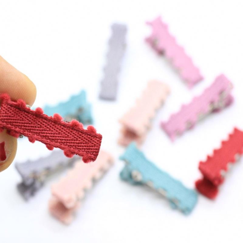 New Christmas Ribbon Lined Small Alligator Clips Decorative Hair Pins Barrettes for Toddlers Braid Accessories