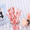Pink Strawberry Paper Straws Set for Summer Fruit Themed Party Decorations Seaside Beach Birthday Celebration Festive Tableware