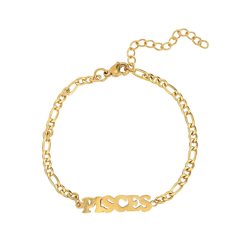 Stainless steel twelve zodiac sign letters beach bracelet ankle chain personalized bracelet