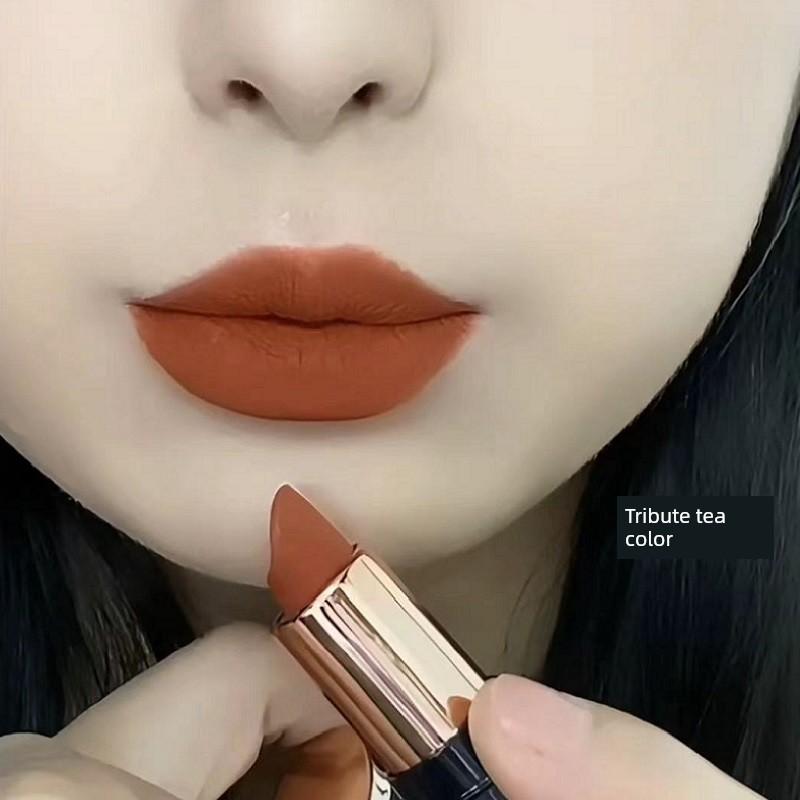 [Official Genuine Product] European and American Style Matte Lipstick, Waterproof, Non-Stick, Non-Fading, Enhances Complexion, Red-Brown Color