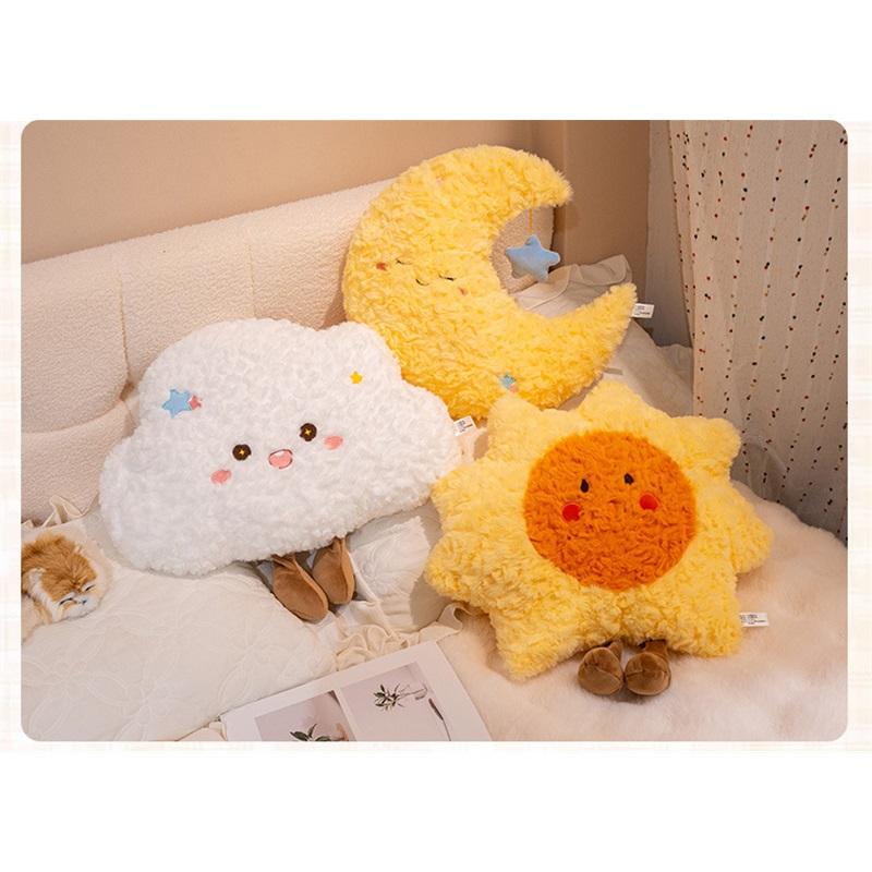 Minimalist style star pillow, cute sun cloud plush toy, bedside waist pillow, sleeping doll
