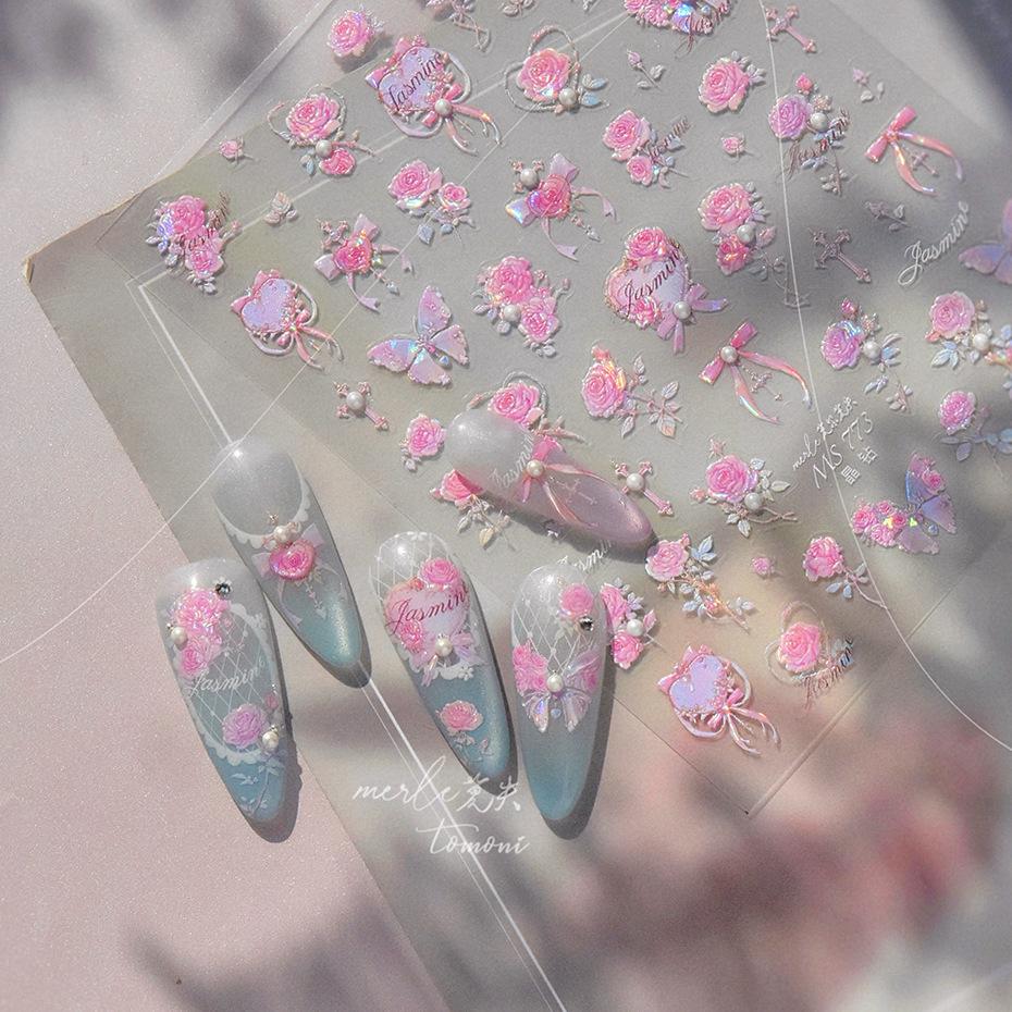 

Tomoni Crystal Diamond Nail & Phone Stickers - Rose & Butterfly Design