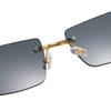 Rectangle Sunglasses For Women Men Rimless Retro Metal Square Sun Glasses With Animal Decoration For Outdoor Party Club