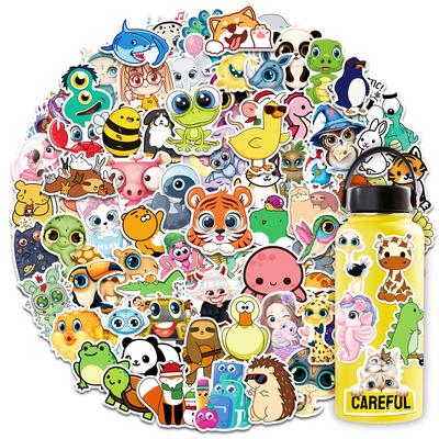 100 Cute Little Animal Stickers, Puzzle Cartoon Animal Collection Graffiti Suitcase Waterproof Stickers, Children