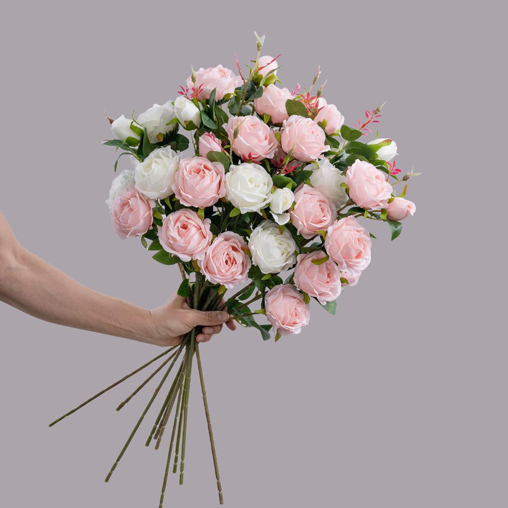 Flowers and Whispers 3-Head Artificial Rose Decoration for Wedding Celebrations, INS Style Home Decor CL64001
