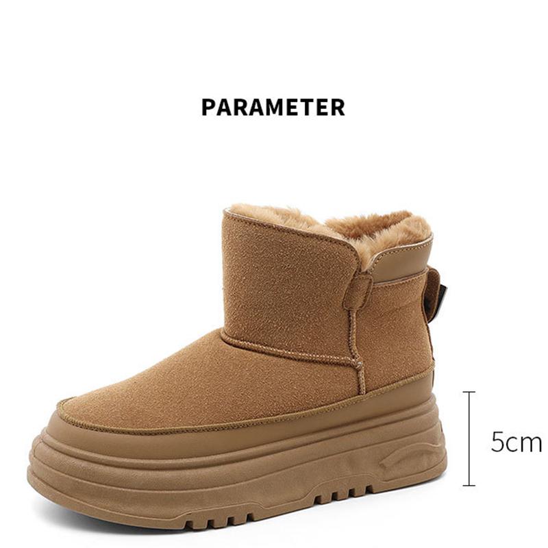Autumn and Winter High Top Shoes for Women, Solid Color Snow Cotton Shoes, Sports and Leisure with Plush Cotton Thick Soled Shoes