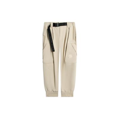 Li Ning X Jackie Chan Série Kung Fu Calças Casuais Soltas de Cor Sólida com Punho na Cintura para Homem Cáqui AKXSB01-2