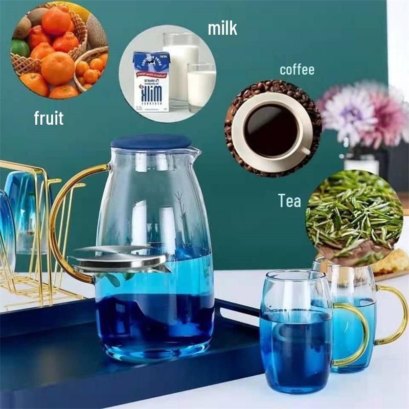 Nordic Gradient Marble Teapot Set: Thickened Glass Cold Water Jug with High-Capacity Borosilicate Marble Teapot
