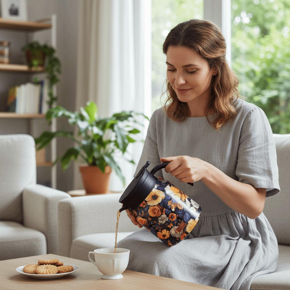 1000ml Thermal Teapot 316 Stainless Steel Insulated Carafe Coffee Pot Insulated Water Pot  Office