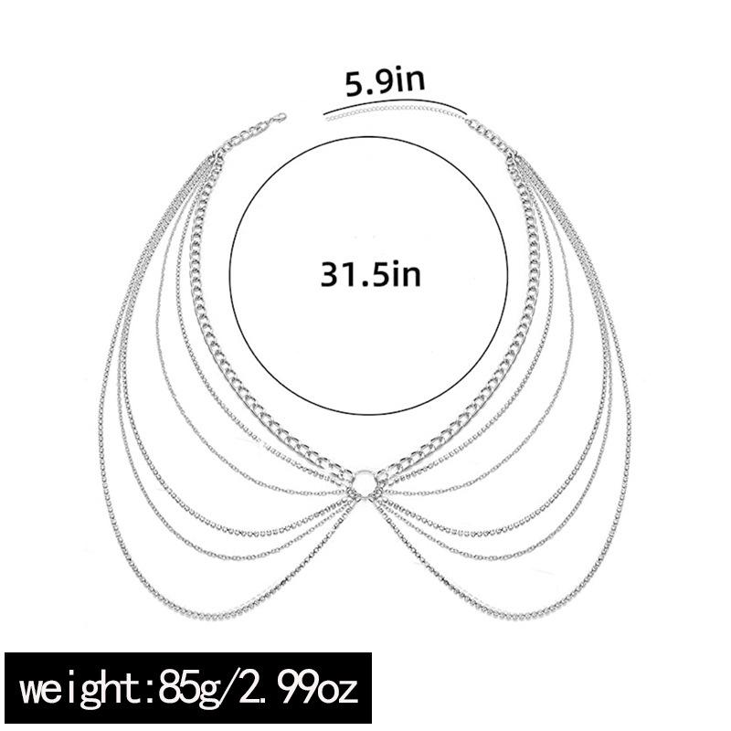Rhinestone Waist Chain Layered Bikini Body Chain Beach Vacation Women  Fashion Jewelry Accessories Gift Box Chic Styles