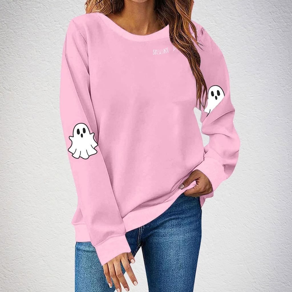 Women's Casual Fashion Print Long Sleeve O-Neck Sweatshirts Pullover Top Blouse