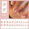 24x Sweet Flowers Press On Nail French Tip Full Cover False Nail Short Square Stick On Nail Acrylic Nail for Daily