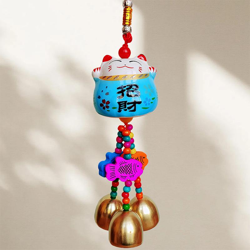 Керамические ветряные колокольчики  Счастливая кошка  Подвеска для автомобиля Садовые украшения Поделки Металлические колокольчики Ветряные колокольчики на удачу