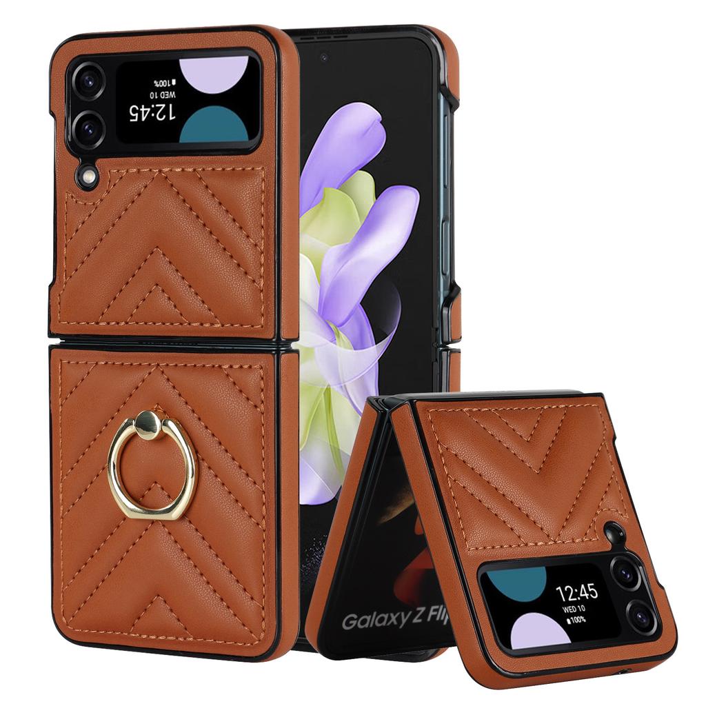Z Flip6 Rotary Folding Mobile Phone Case for Women Suitable for Samsung Flip5 Fashion Protective Case Small Fragrance Style Mobile Phone Leather Case