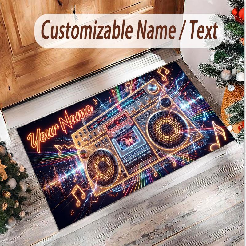 Tappeto in Velluto Morbido di Cristallo Tema Generale Musica Stampa Personalizzata Nome & Testo Tappeto Antiscivolo per Camera da Letto Soggiorno