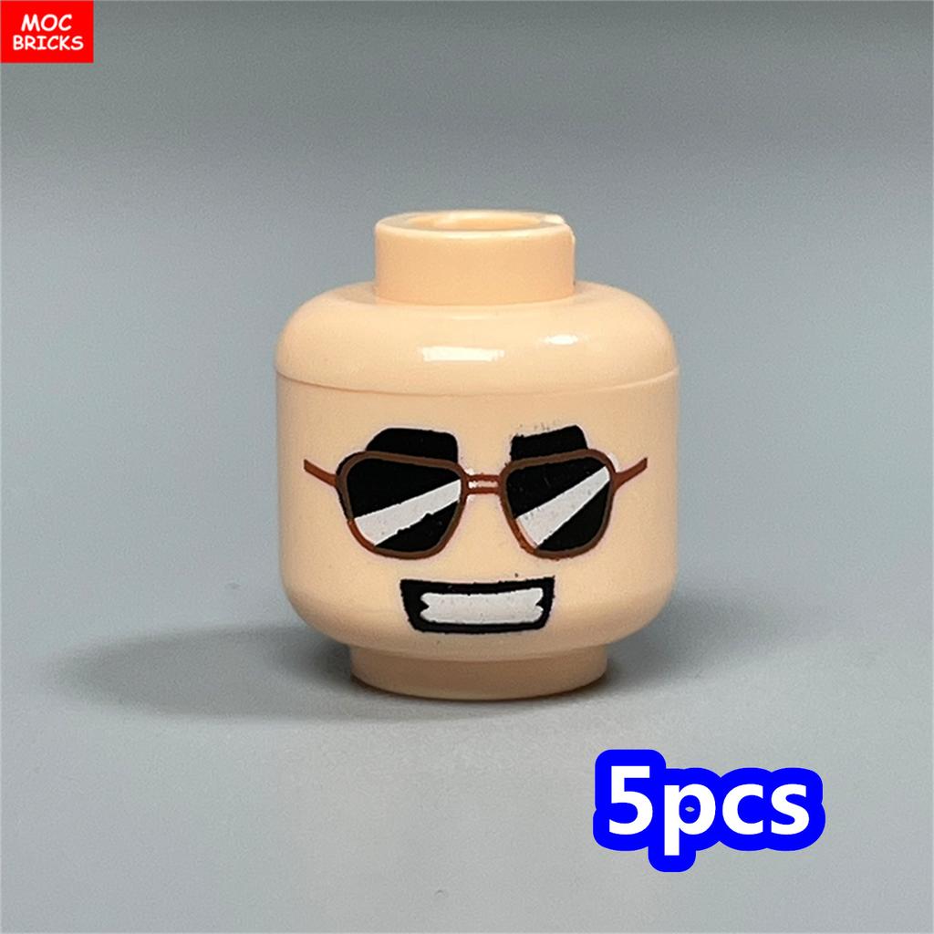 MOC Bricks Hollow Flesh Face Expression Head For 4cm Figure DIY Educational Building Blocks Toys For Children Gifts