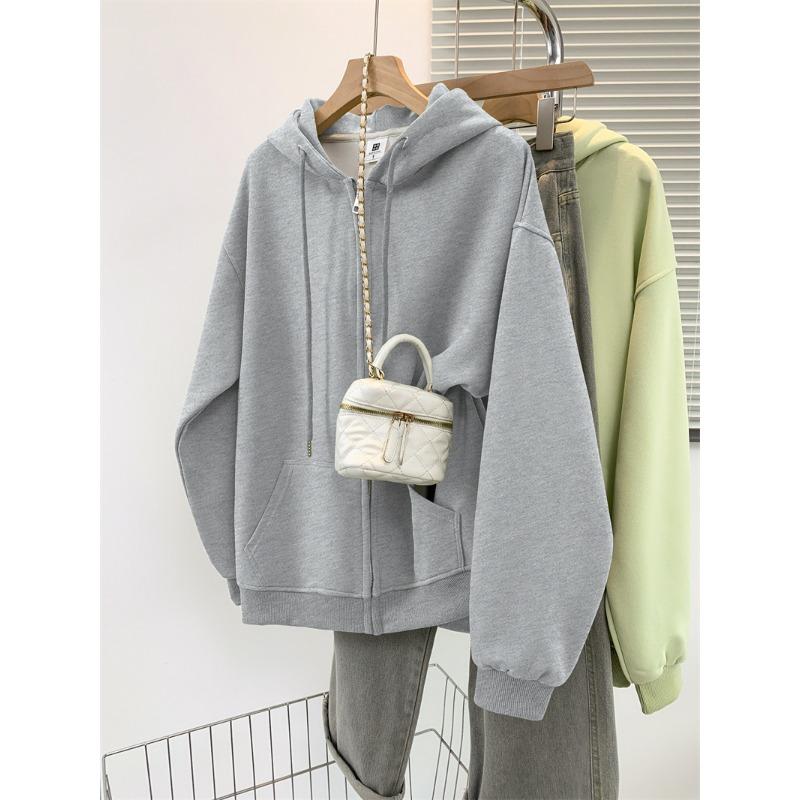 Multi Colored Hooded Women's Fleece Hoodie Autumn Winter Velvet Hoodies & Sweatshirts Casual American Retro Jacket Trend