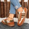 2025 New Leopard Print German Training Shoes Women's Platform Casual Sports Board Shoes Versatile Lace-up Round Head Color Matching Soft Sole Single