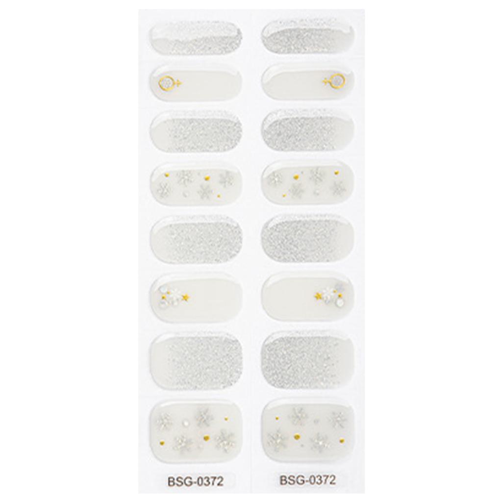 Self-Adhesive Gel Nail Stickers Full Nail Wraps Nail Decals Semi-Cured Polish Strips Nail Art Decoration for Women Girls