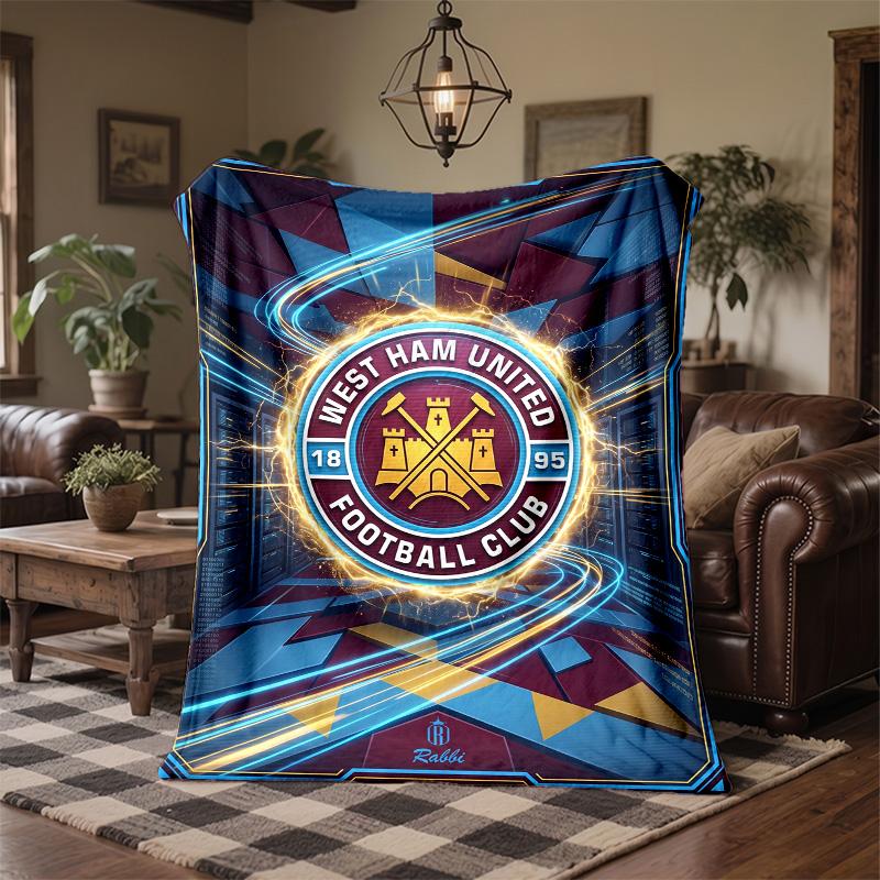 West Ham United Football Print Flannel Blanket Soft Warm Sofa Bed Throw Blanket For Home Office Bedroom