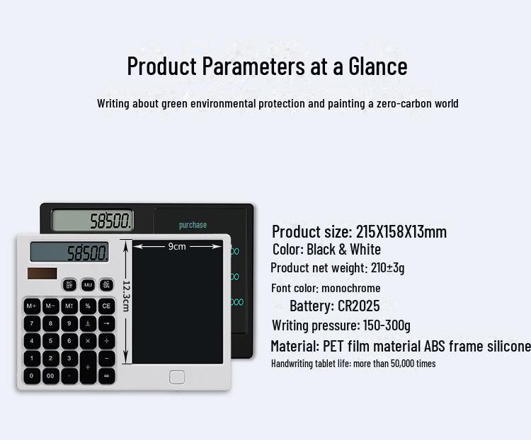12-Digit Solar LCD Handwriting Tablet Calculator for Office and Students