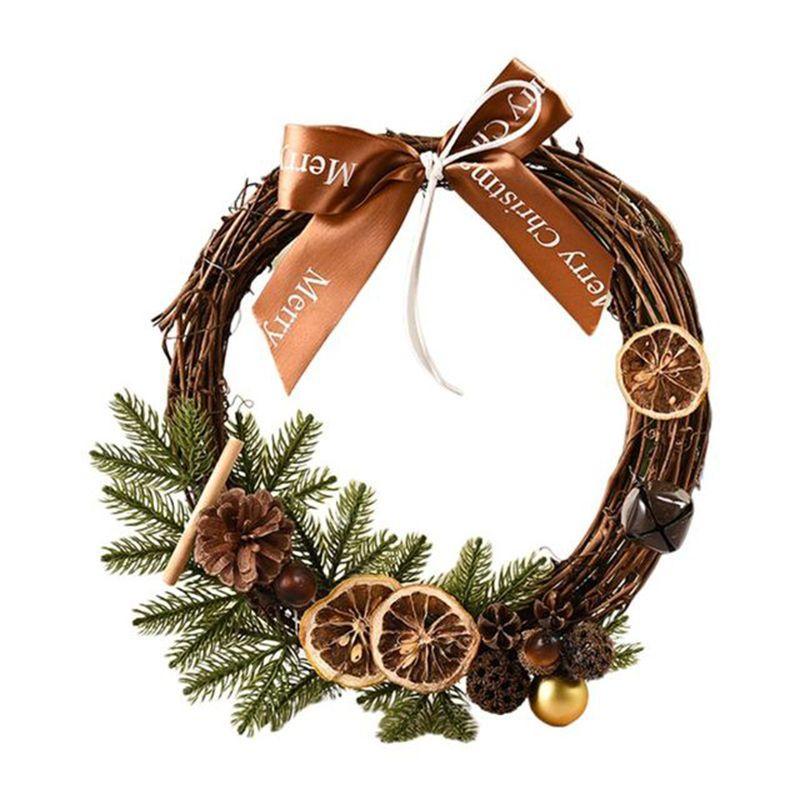 Stunning Christmas Rattan Wreath Garland For Front Door And Wall Decor With Pinecones