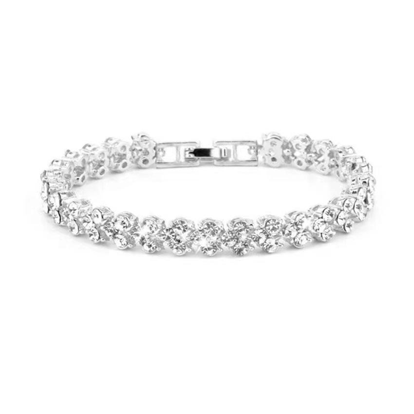 Chic Rhinestone Zircon Jewelry Set: Necklace, Earrings, Ring & Watch for Women