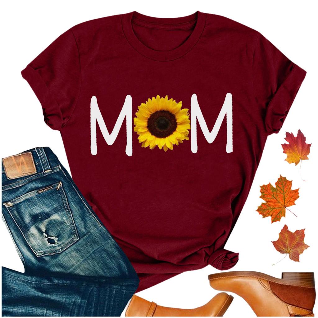 

(SU)Женская футболка с принтом подсолнуха ко Дню матери, футболки и топы