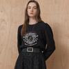 MAXZA Emblem Embroidery Puff Sleeve Tweed T shirT zc10qT602on
