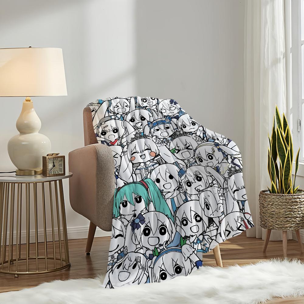 Süße H-Hatsune M-Miku Anime-Mädchen kawaii Decke Plüsch Nickerchen Sofa Teppich für Wohnzimmer Büro Schlafzimmer Geburtstag Zuhause Reise Kinder Geschenke