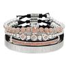 European and American Men's Micro-inlaid Zircon Diamond Ball Crown Stacked Diamond Bracelet Set Stainless Steel Roman Bracelet Four-piece Set