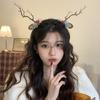 Christmas Deer Hair Clips for Women, Fairy Forest Elf Antler Headband, Fuzzy Pair Clips for Photos, Xmas Gift Accessories