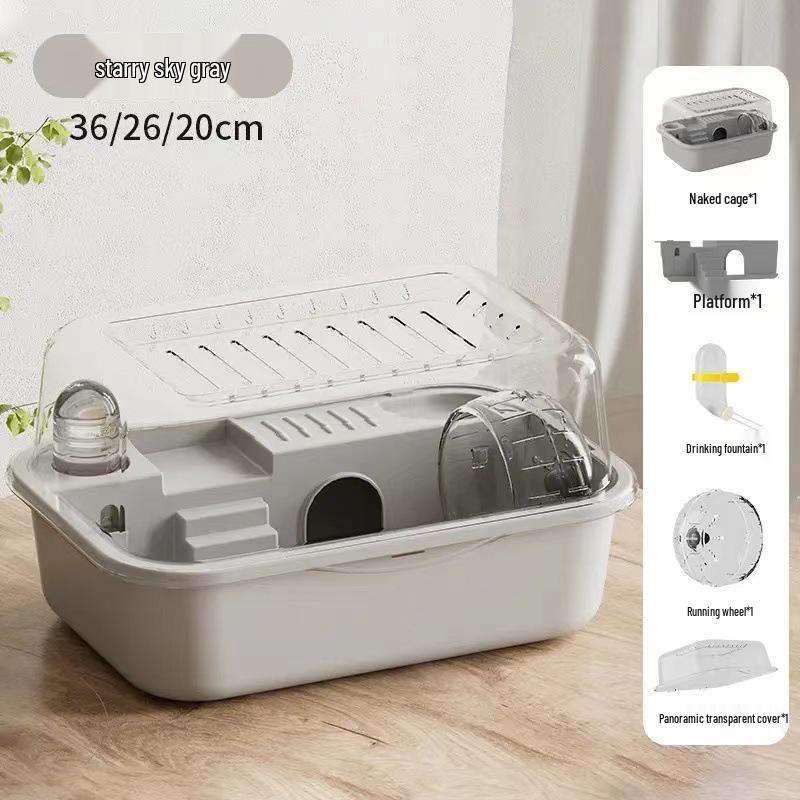 

Прозрачная двухслойная портативная клетка для хомяков для золотистых хомяков Gray