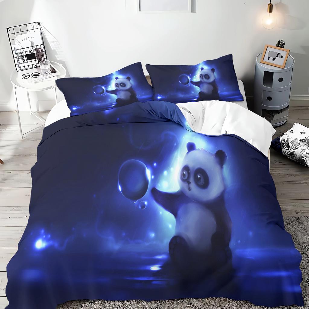 Cartoon Panda Anime Cute Duvet Cover Home Pillowcase Set Adult Bedroom Children Comforter Bedding