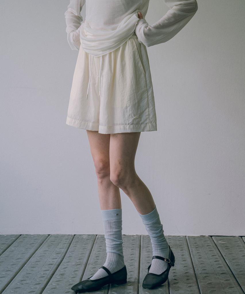 Banwonateullie P3192 Elastic Waist Nylon Shorts_Cream