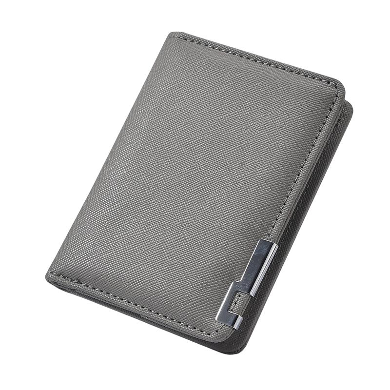 Black Faux Leather Slim Business-Style Wallet With Multiple Card Slots Credit Card & Driver'S License Holder Geometric Design