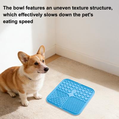 Square Silicone Dog Lick Mat with Suction Cup Anxiety Relief Pet Food Mat Anti-tip Slow Eating Bowl Peanut Butter Licking Mat Enrichment Toy