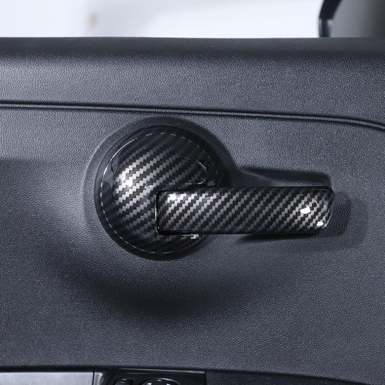 ABS Carbon Fiber Car Interior Door Handle Decoration Cover Stickers Trim For Fiat 500 Abarth 595 2010-2024 Auto Accessories