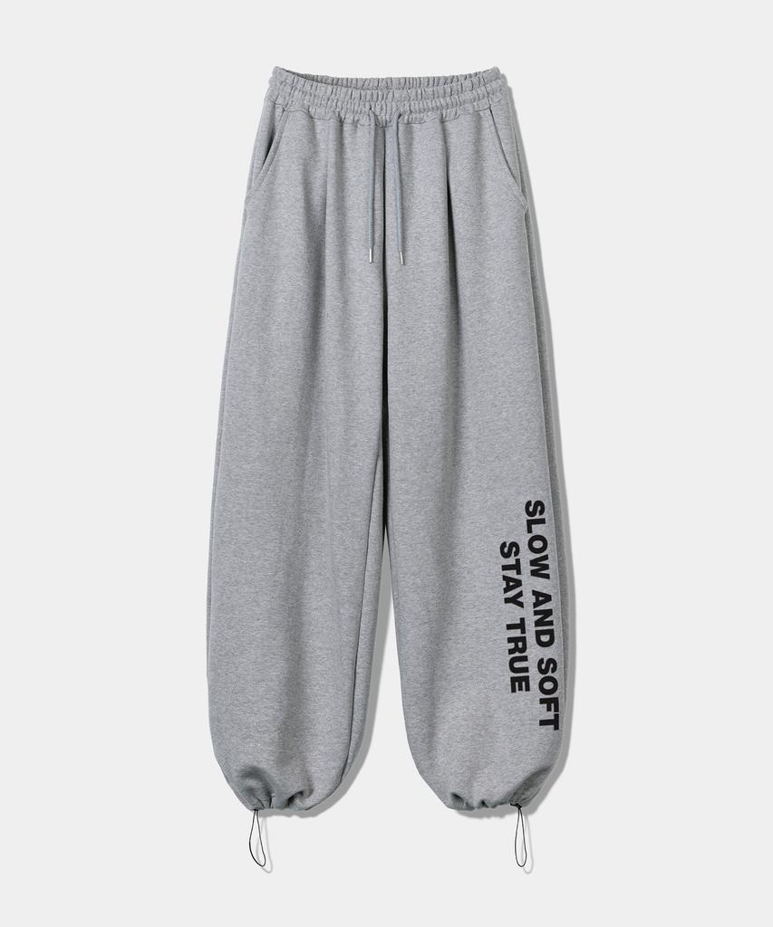 PRINOAR Slow And Soft String One-Pleat Wide Pants - Melange