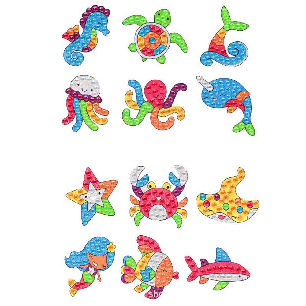 

Kids Big Gem Diamond Painting Stickers Kit 12Pcs DIY Stickers Arts Cartoon Animal Diamond Painting by Numbers Arts Children Toys 13X11X2CM