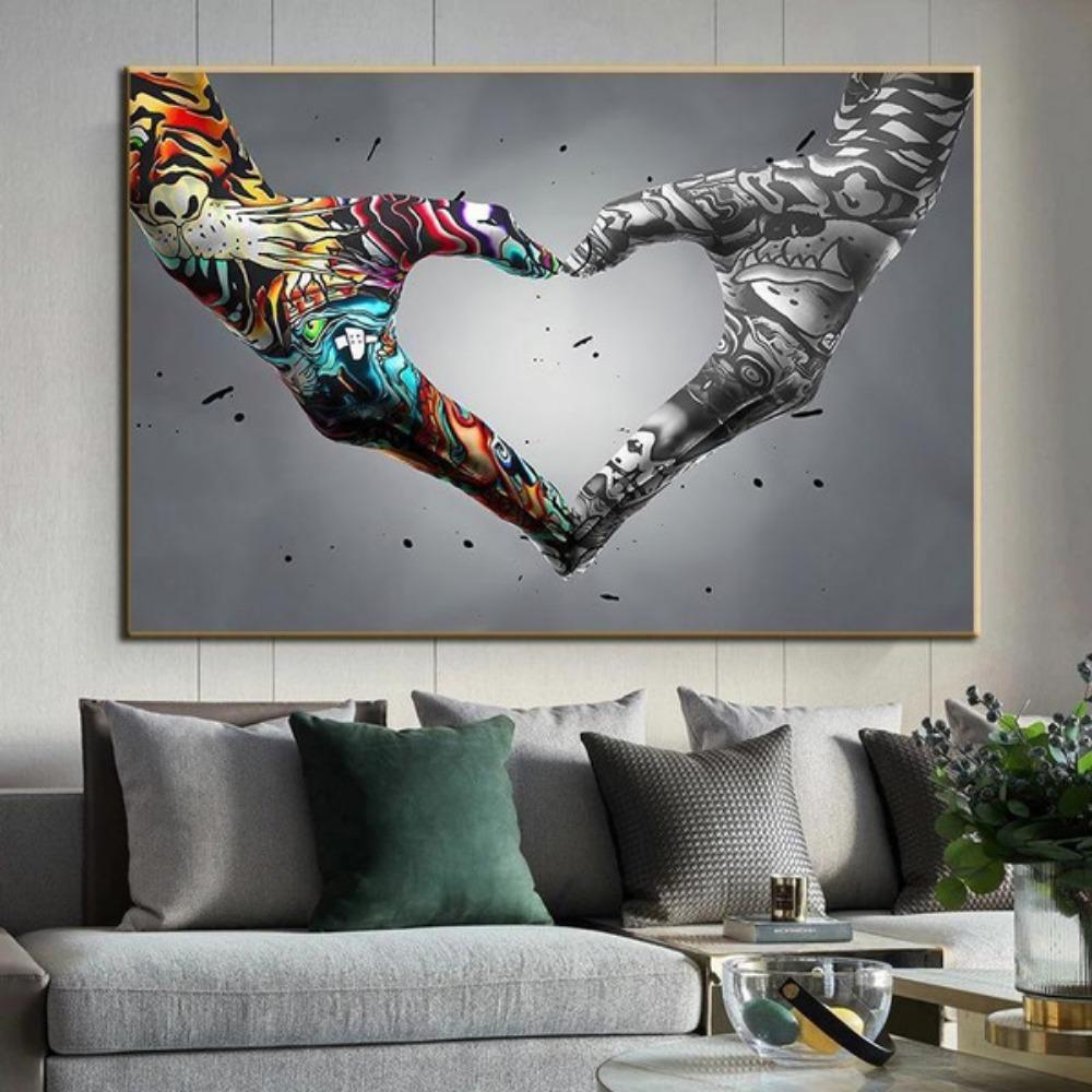 Pittura su tela astratta, poster di gesti, graffiti di strada, arte con le dita, stampa artistica da parete, stampe moderne, quadri modulari per soggiorno, arredamento per la casa