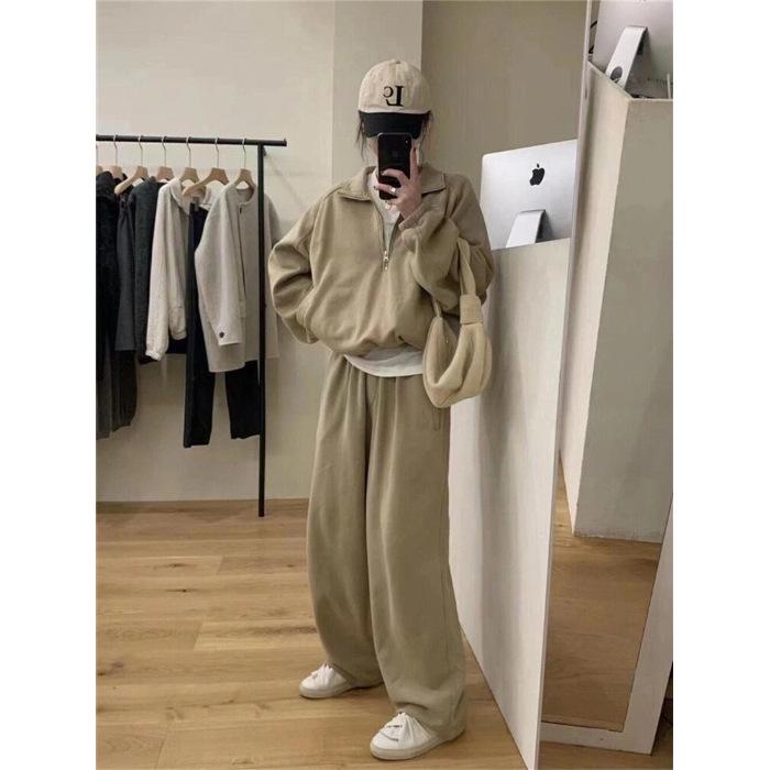 

Autumn Casual Set: High Waist Slimming Wide Leg Pants & Relaxed Sweatshirt XXL