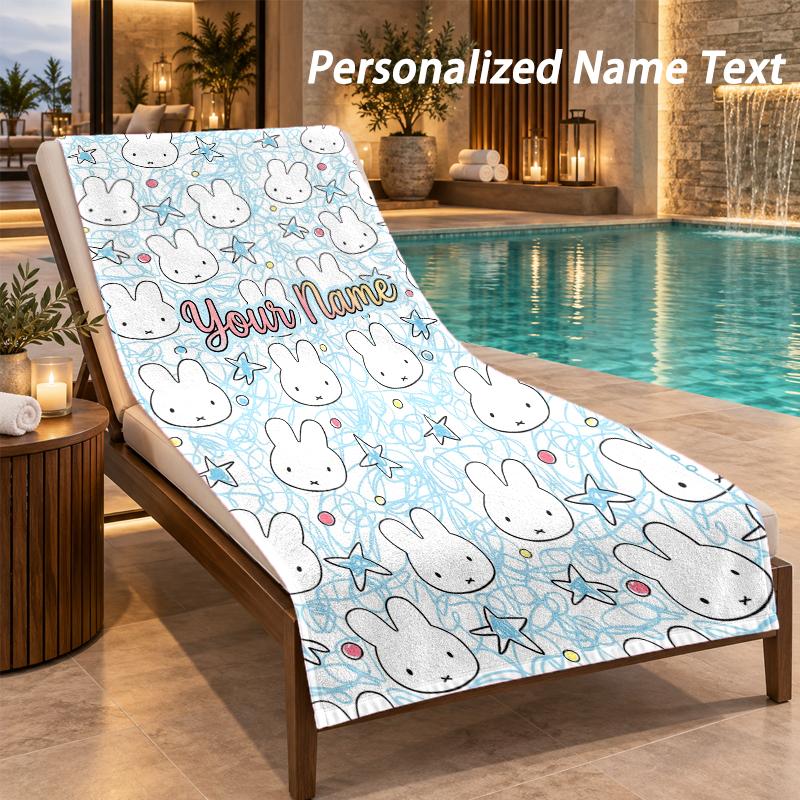 Miffy Custom Name Beach Towel Large Soft Towel for Indoor Bathroom Outdoor Beach