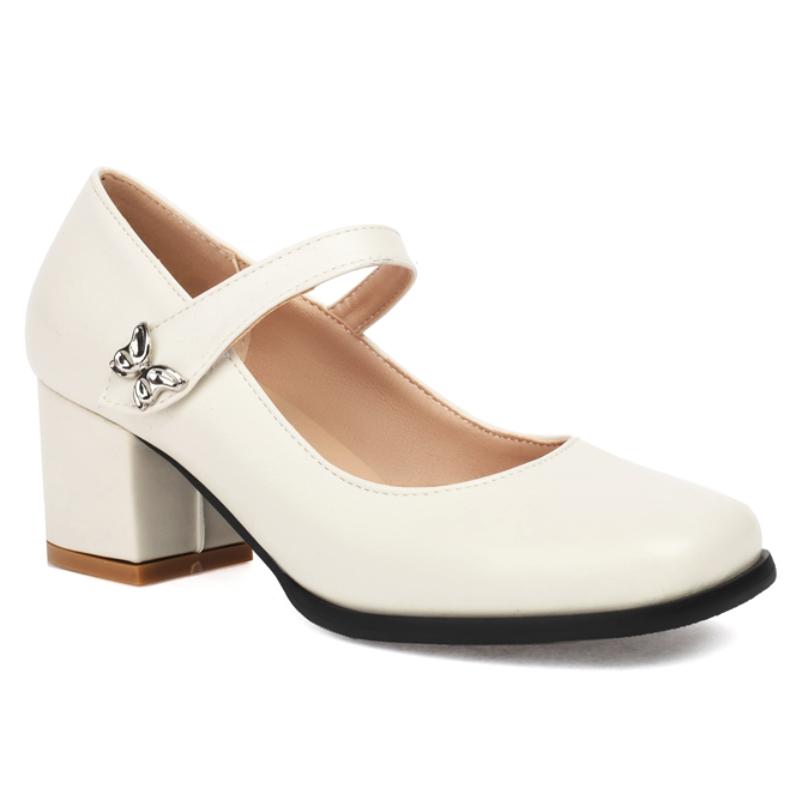 

Женские туфли Мэри Джейн на низком каблуке 2025 Весна Квадратный носок Черный Белый Коричневый На маленьком каблуке Вечерние Свадебные туфли Женские Туфли-лодочки для платья 39 бежевый