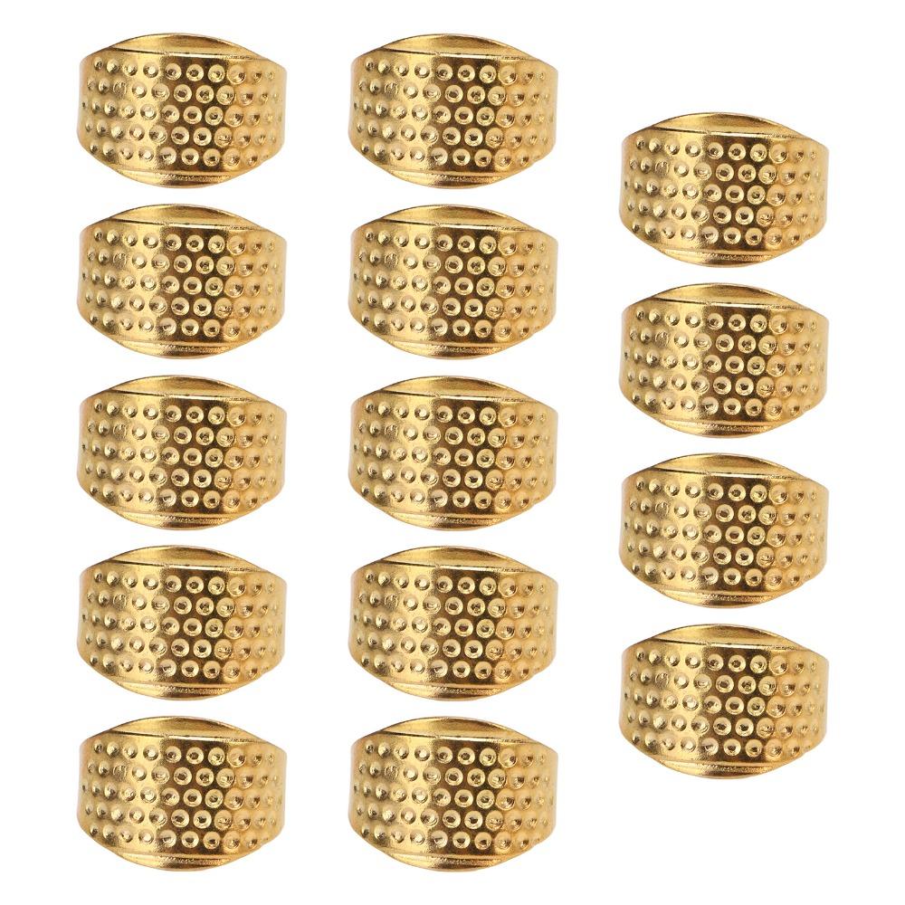 14pcs Finger Protector Ring Thimble Gold Copper Thimble Adjustable Thimble Quilting
